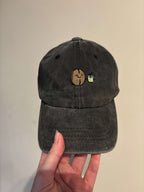 Black Acid Wash Cap with Matcha Bean
