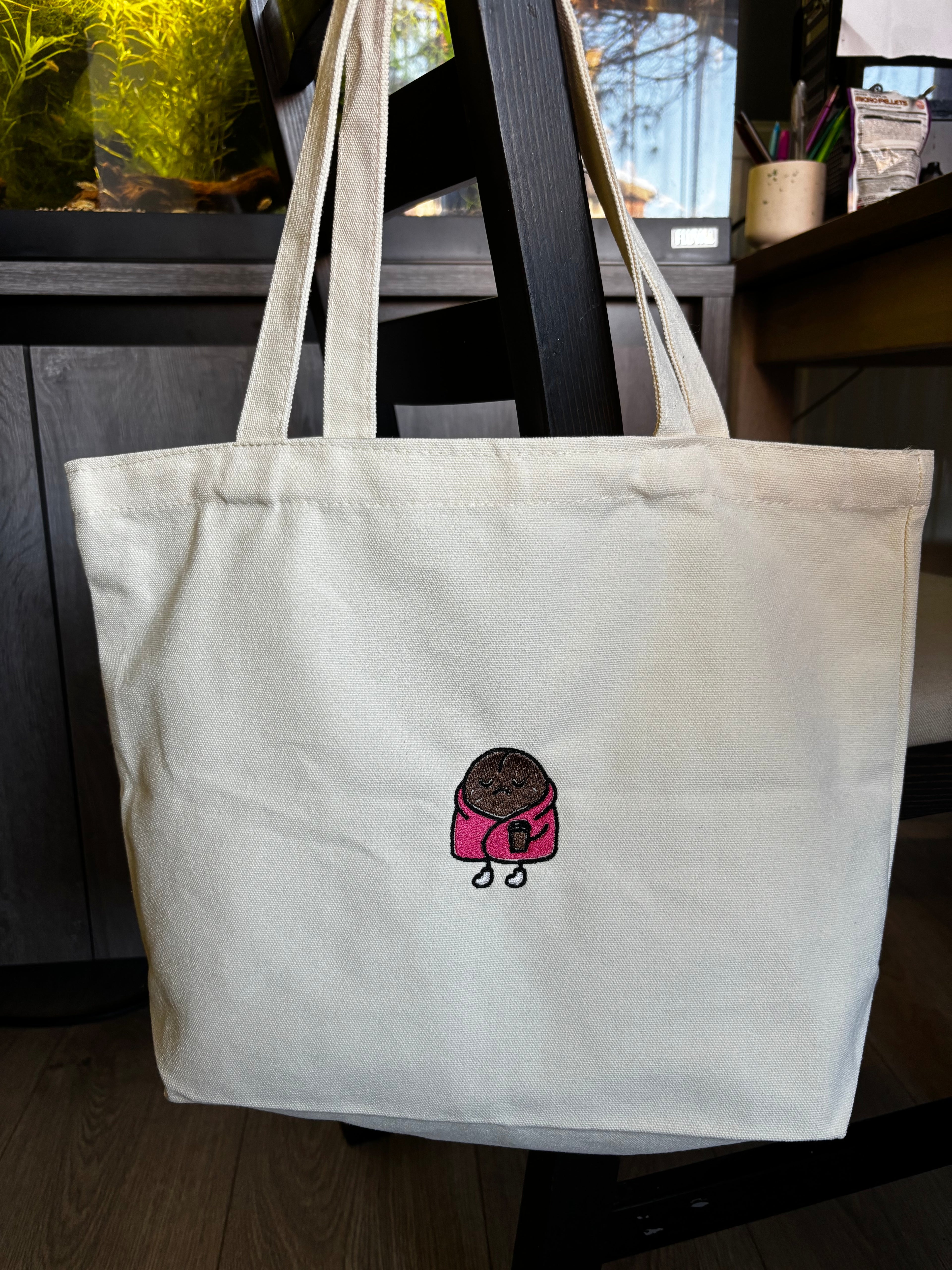 Daily Bean Chill Bean Tote Bag – Embroidered Cotton Tote
