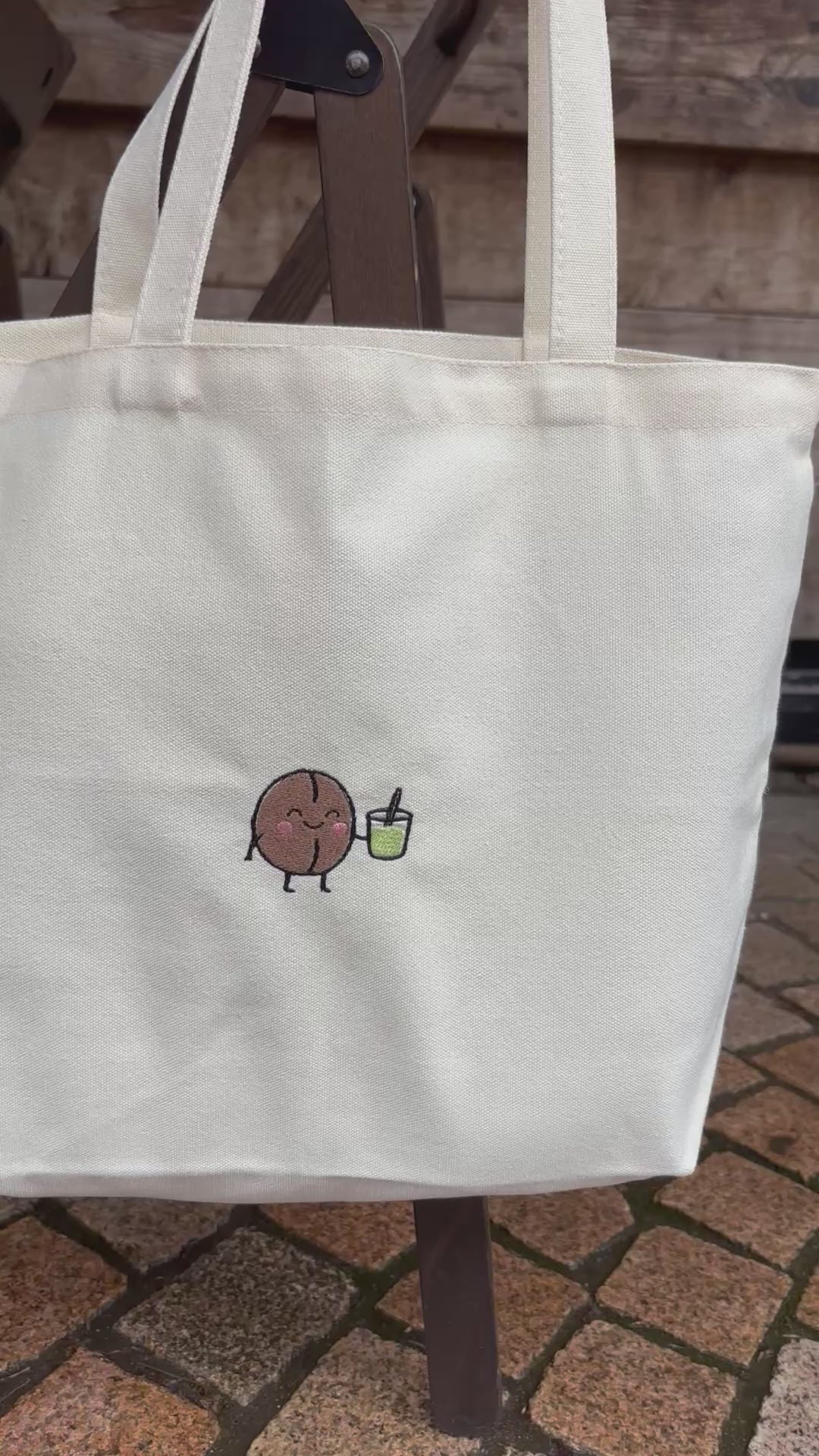 video of large matcha bean tote
