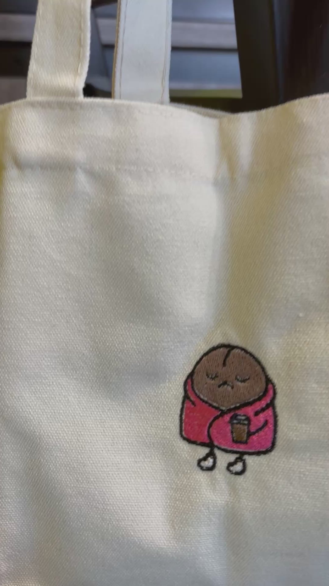 Daily Bean Chill Bean Tote Bag – Embroidered Cotton Tote
