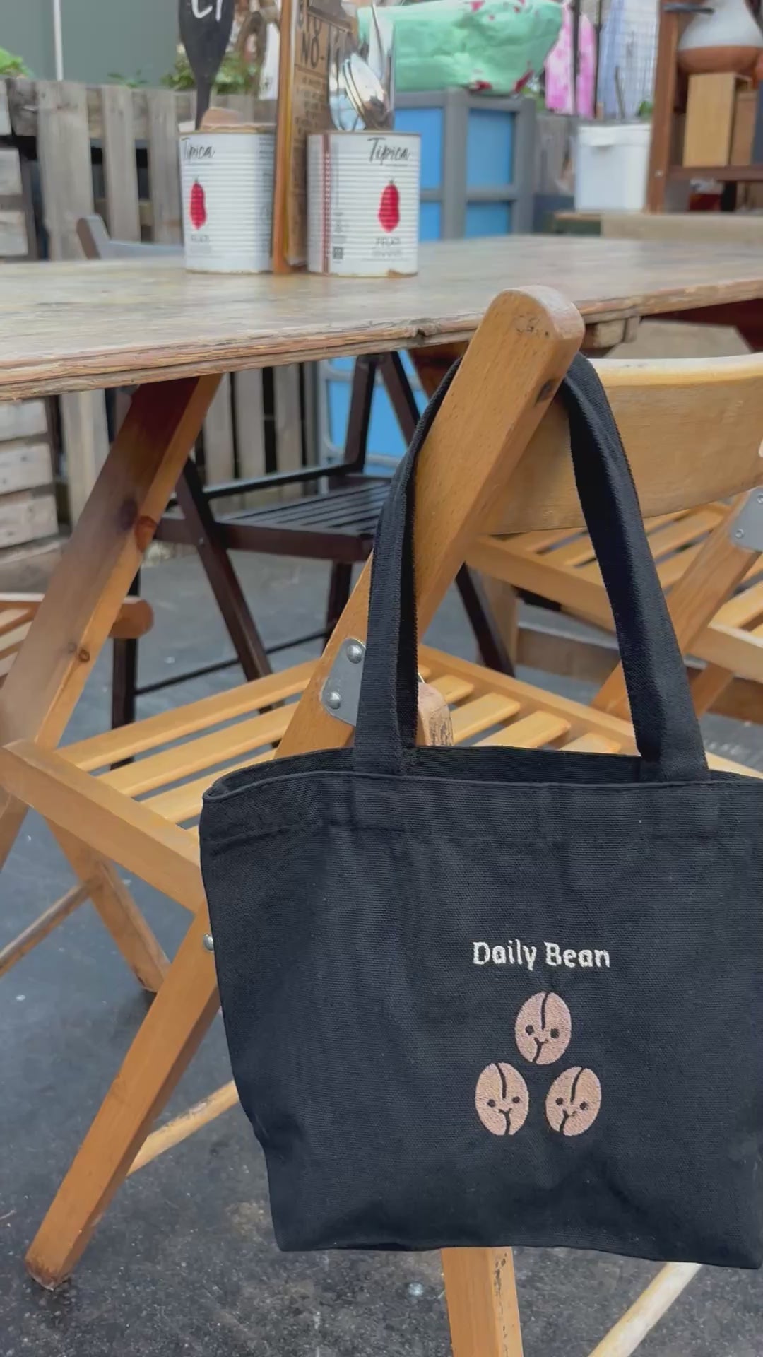 Daily Bean Black Tote Bag
